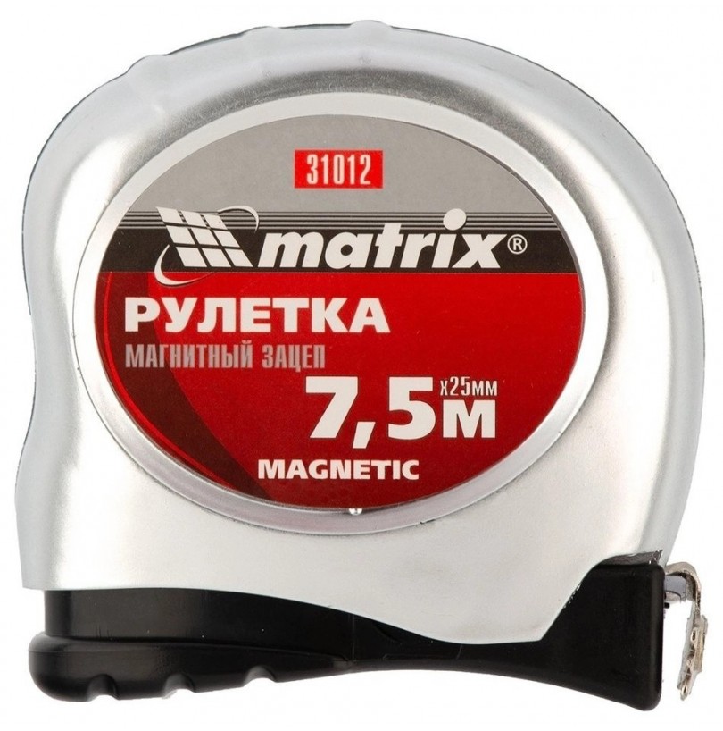 Рулетка 7,5м*25мм Magnetic магнитный зацеп Matrix - фото - 1