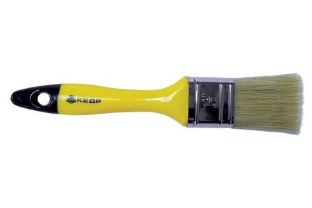 Кисть плоская №1.5 38мм искусственная щетина желт ручка 