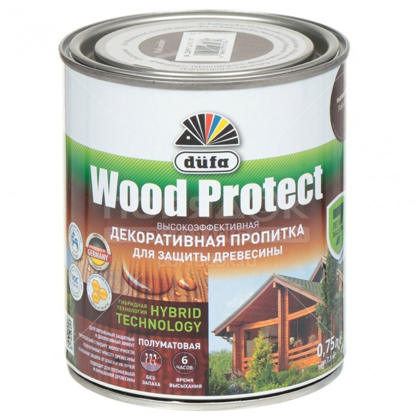 Пропитка декоративная для защиты древесины Махагон 0,75л Dufa Wood Protect