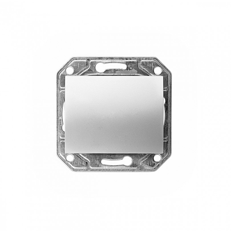 Выключатель 1 кл. ProfiTec Corsa ST мех+накл (PC-пласт) серебро металл - фото - 1