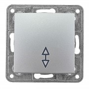 Выключатель 1 кл. проход ProfiTec Tesla Ultra мех+накл (PC-пласт) серебро - фото - 1