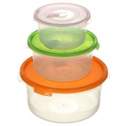 Набор контейнеров пищевых пластик "Смайл" 0.4,0.8,1.6 л, 3 шт, круглый* - фото - 1