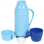 Термос пластиковый корпус Daniks, колба стекло, голубой, 1 л (73Т100-blue) - фото - 1