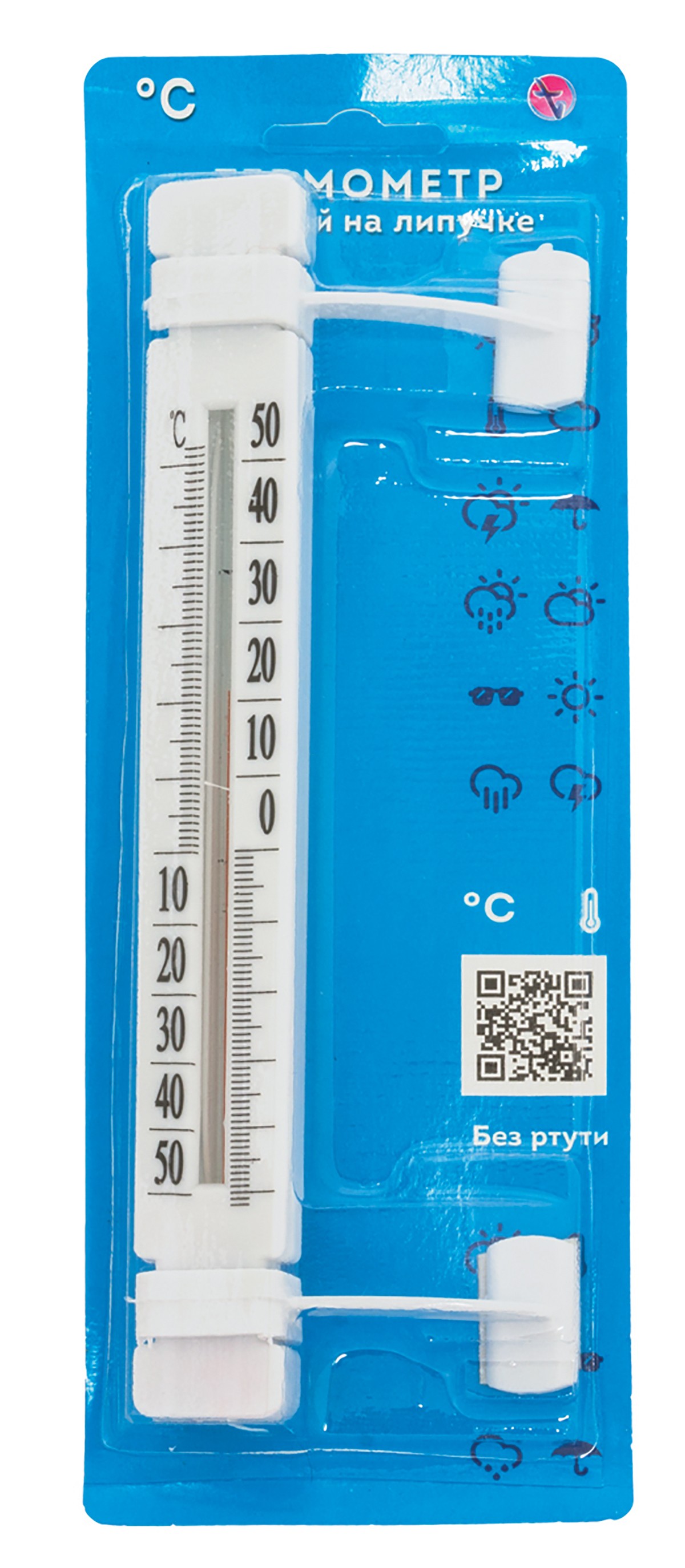 Термометр оконный Липучка ТБ-223, стеклянный - фото - 1