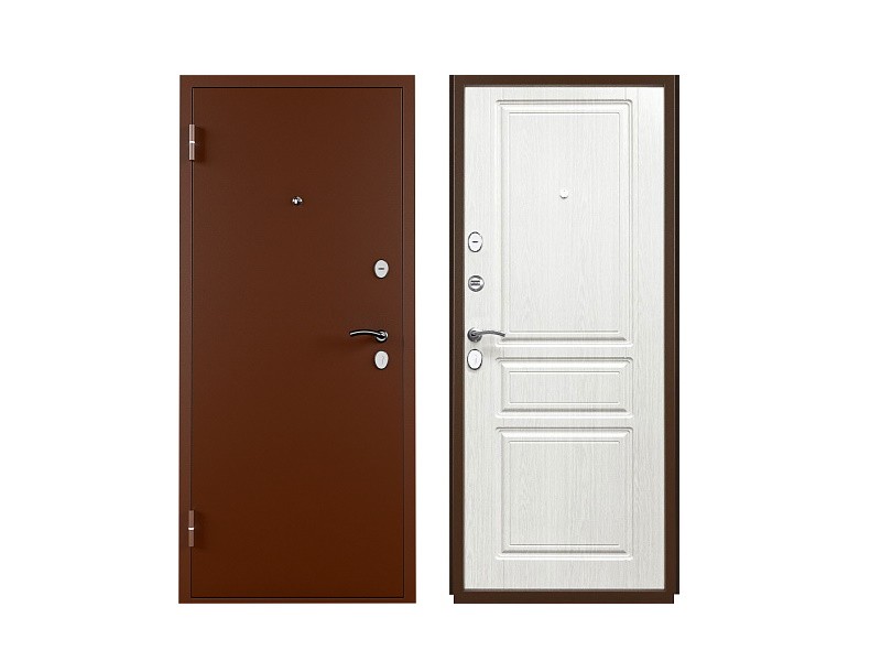Дверь металл ТИТАН 2050/860/R Ясень белоснежный/антик медь, правая - фото - 1