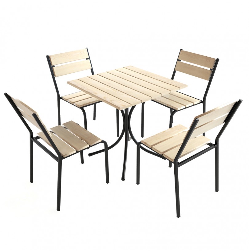 Набор мебели Фьюжн (стол+4кресла) светло-коричневый - фото - 1