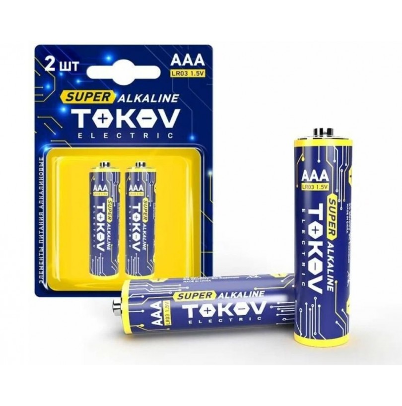 Батарейка алкалиновая TOKOV ELECTRIC TKE-ALS-LR3/B2 тип AAA/LR03, 2шт - фото - 1