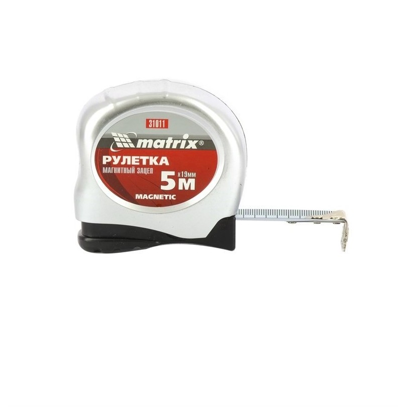Рулетка Magnetic, 5 м х 19 мм, магнитный зацеп Matrix - фото - 1