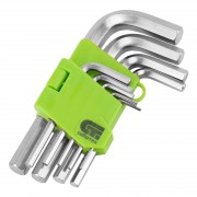 Набор ключей имбусовых HEX, 2-12 мм, 45x, закаленные, 9 шт, короткие, никель Сибртех - фото - 1