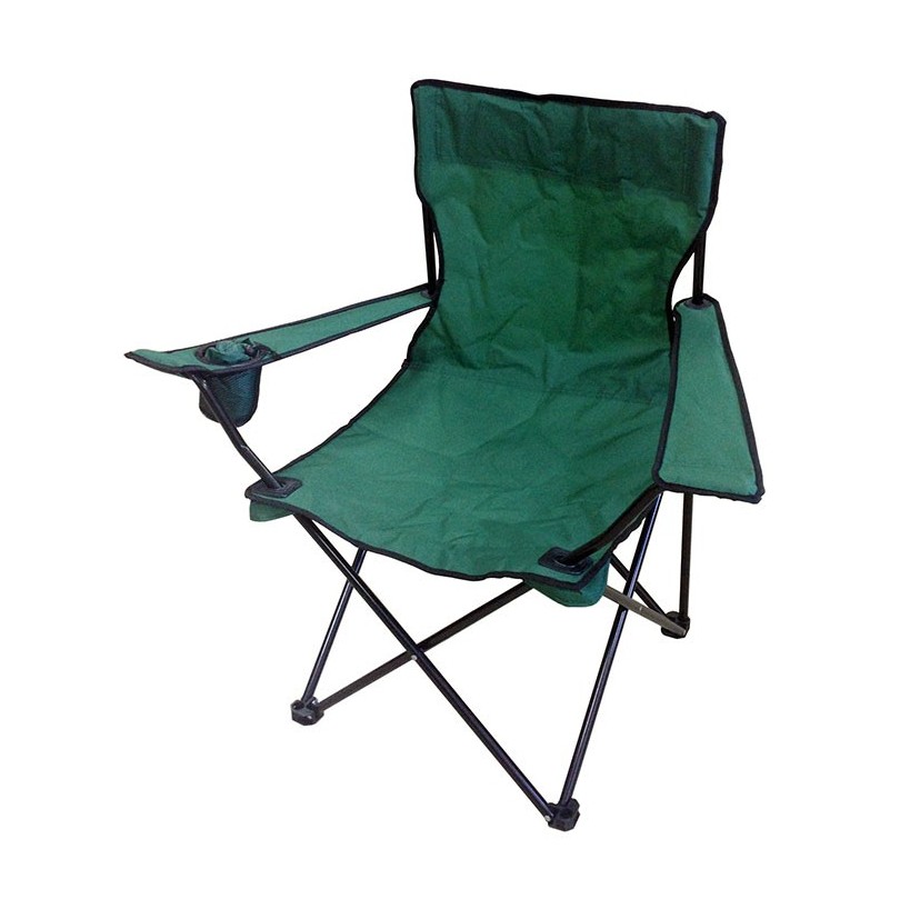 Кресло складное "Жук" (каркас черный, ткань зеленая) - фото - 1