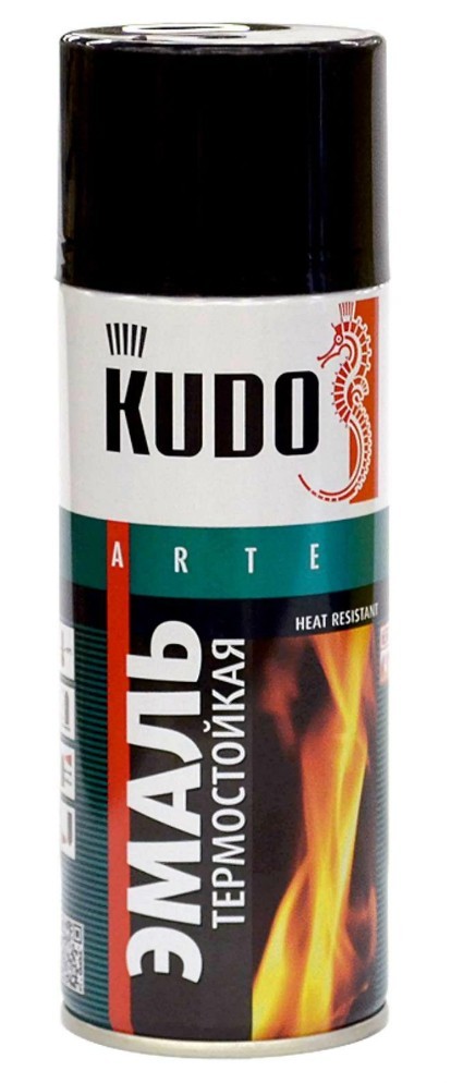 Краска аэрозоль термостойкая KUDO 520мл черная - фото - 1