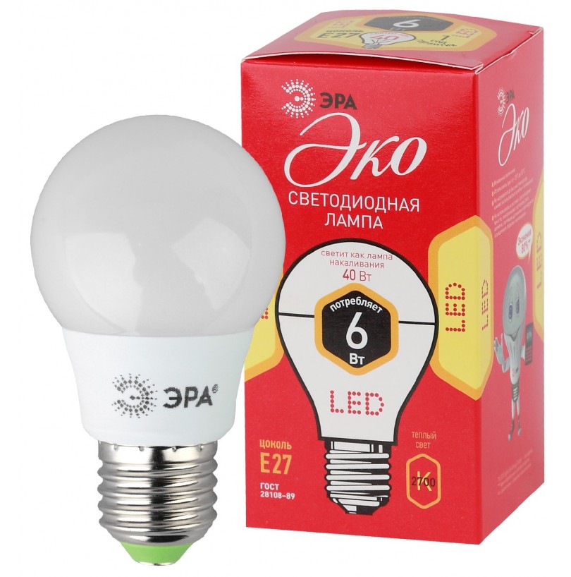 Лампа Эра LED smd A55-8w-827-E27 ECO - фото - 1
