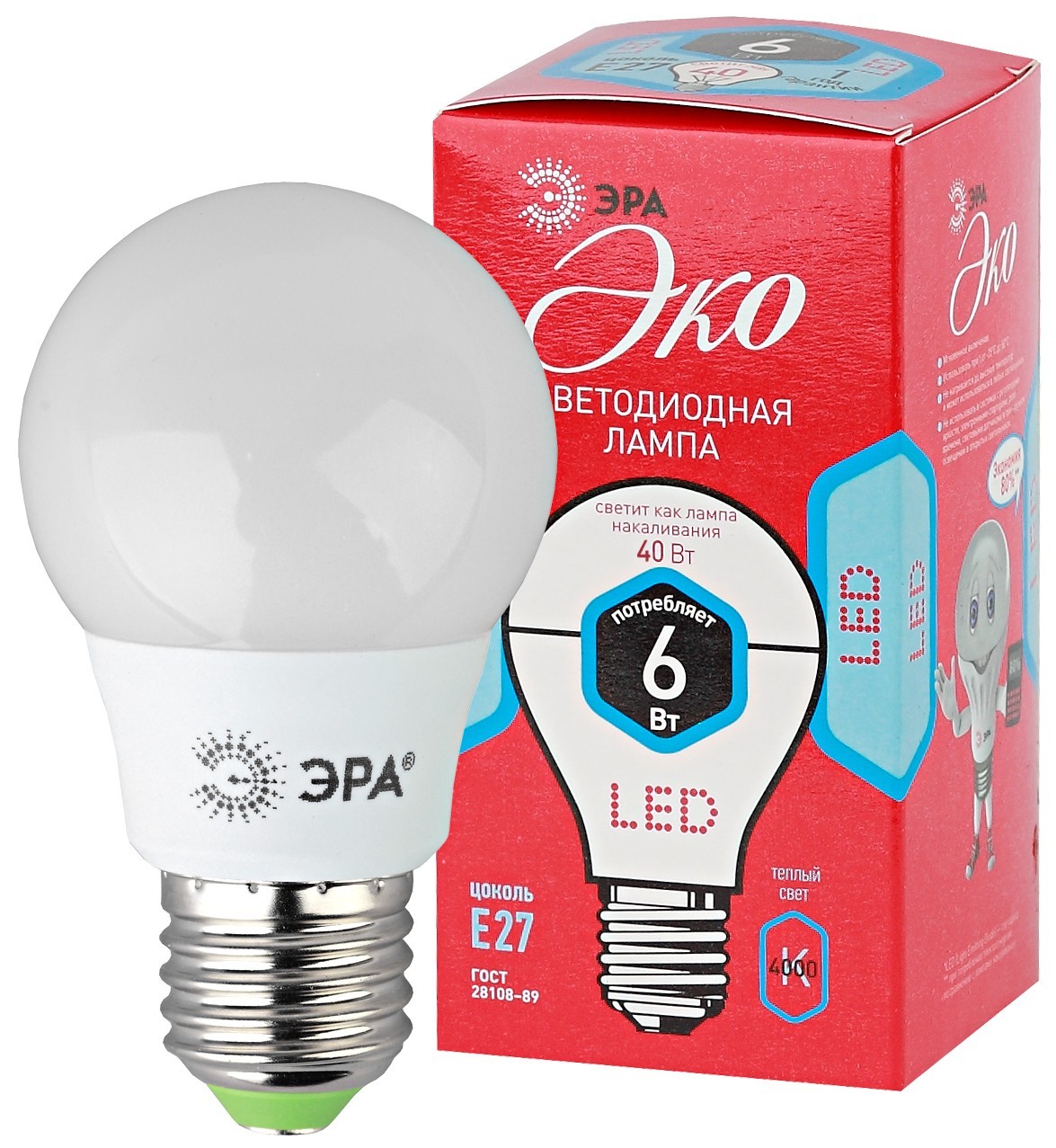 Лампа Эра LED smd A55-8w-840-E27 ECO - фото - 1