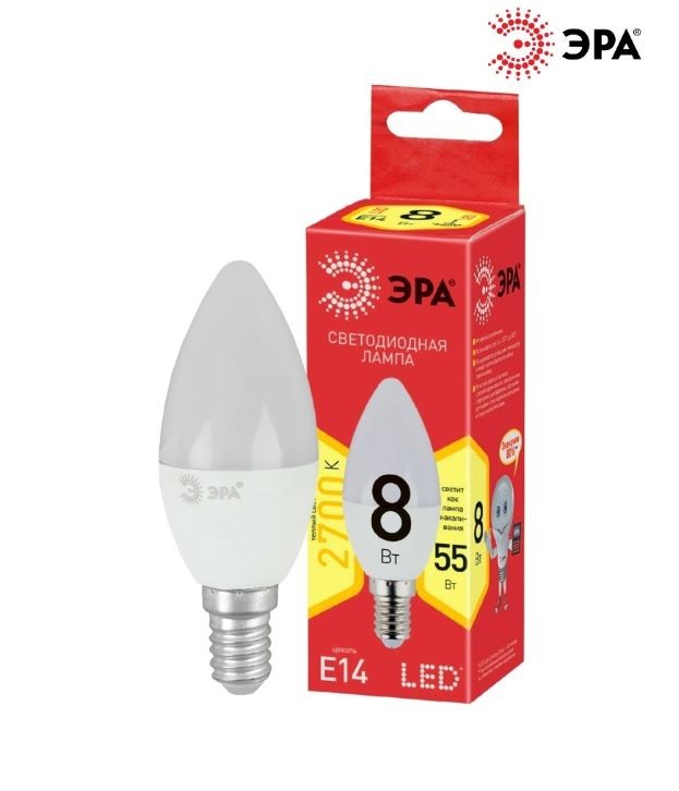 Лампа Эра LED свеча smd B35-8w-827-E14 ECO - фото - 1