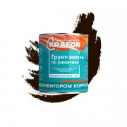Грунт-эмаль алкид по ржавчине 3в1 шоколадная KRAFOR 1,9 кг