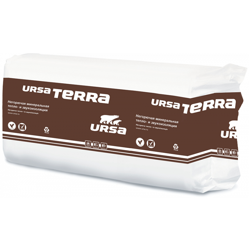 Утеплитель URSA Terra 37кг/м.куб (1250x610x50мм) 20шт/15.24м² (24) - фото - 1