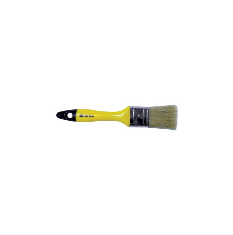 Кисть плоская №1.5 38мм искусственная щетина желт ручка "КЕДР" (12) - фото - 1