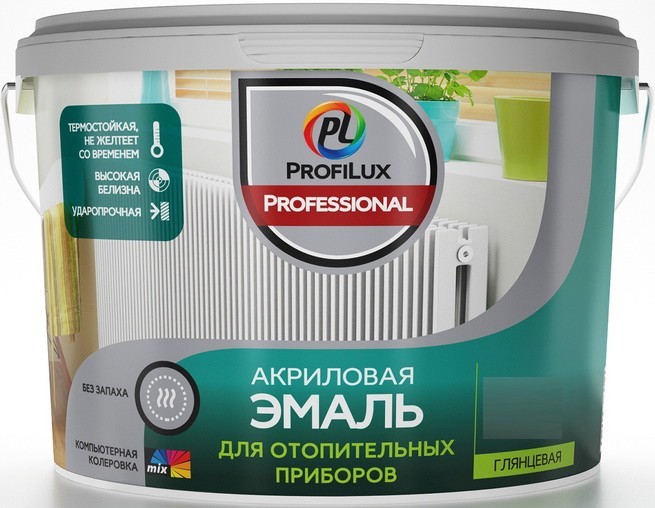 Эмаль для радиаторов акриловая Profilux Professional глянцевая белая 0,9 кг - фото - 1