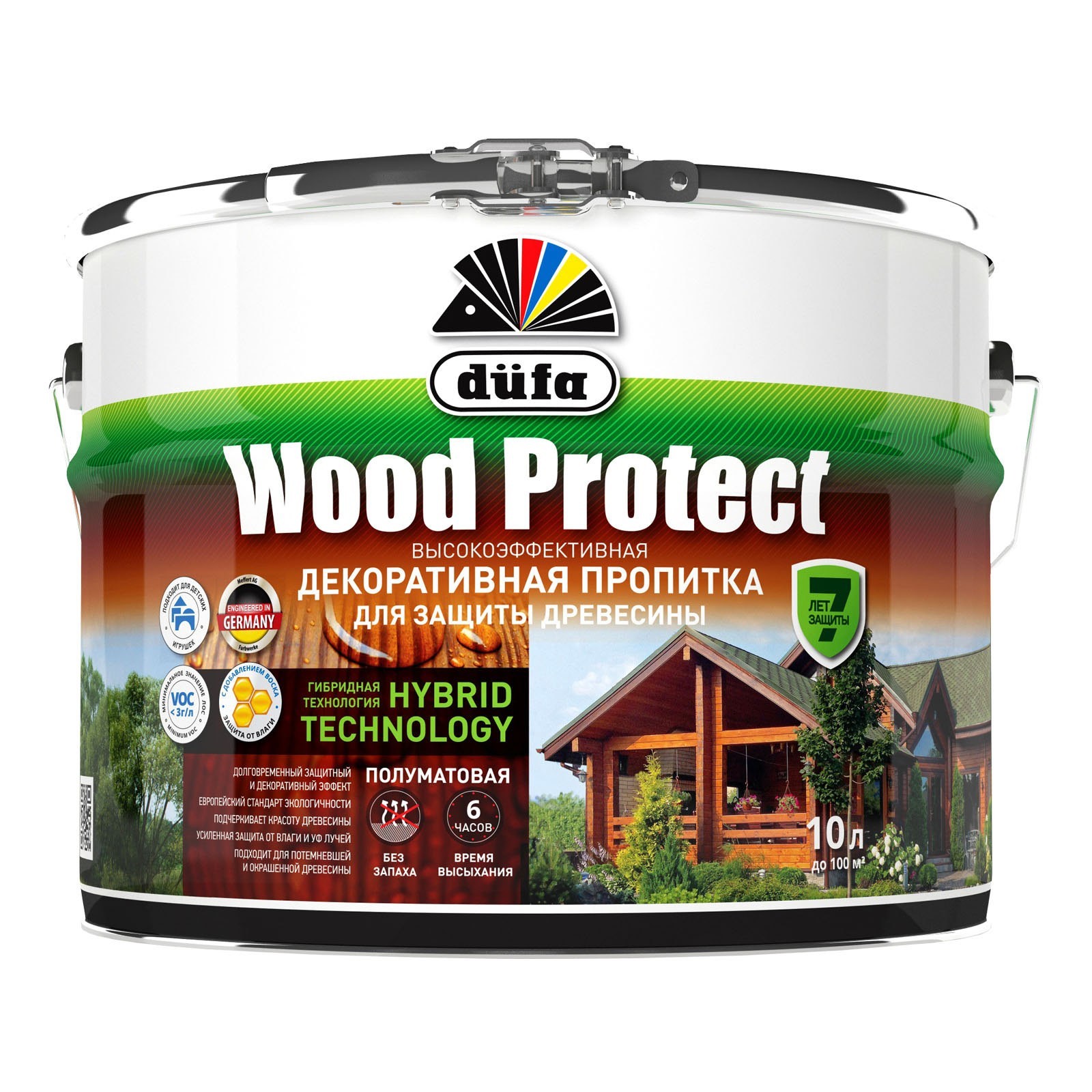 Пропитка декоративная для защиты древесины Белая 10 л Dufa Wood Protect - фото - 1