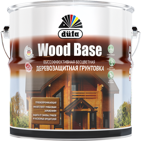 Грунт для защиты древесины Dufa Wood Base c биоцидом бесцветный 1 л - фото - 1