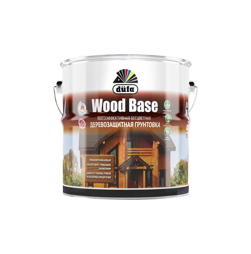 Грунт для защиты древесины Dufa Wood Base c биоцидом бесцветный 3 л - фото - 1