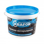 Краска в/д интер. супербелая 14 кг "KRAFOR" (син.) - фото - 1