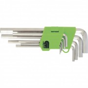 Набор ключей имбусовых HEX, 1,5-10 мм, 45x, закаленные, 9 шт, короткие, никель Сибртех - фото - 1