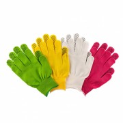 Перчатки в наборе: цвета:белые, розовая фуксия, желтые, зеленые, ПВХ точка, L// Palisad - фото - 1