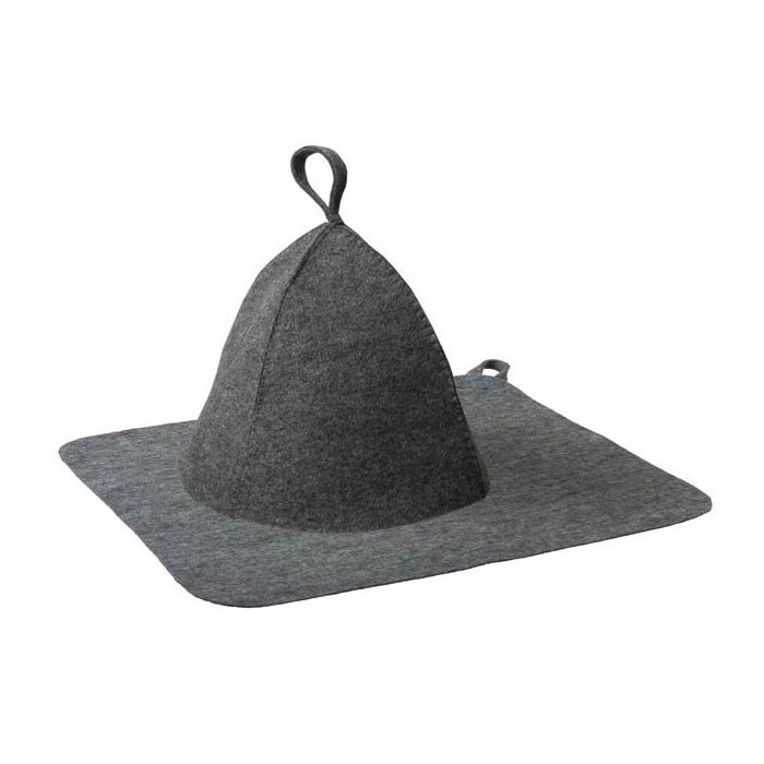 Набор банный (шапка, коврик), серый - фото - 1
