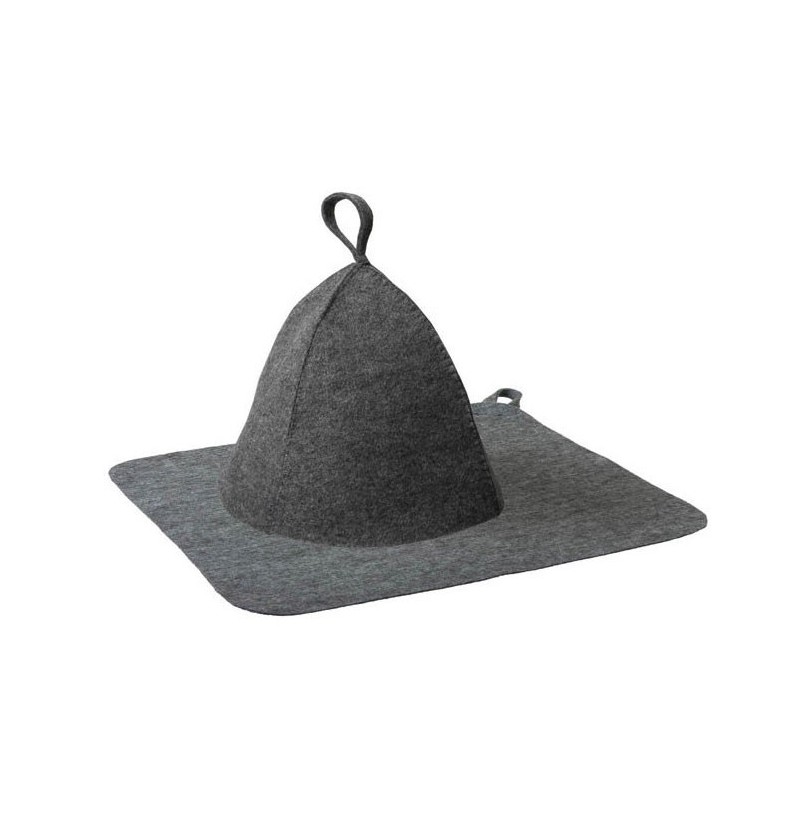 Набор банный (шапка, коврик), серый - фото - 1