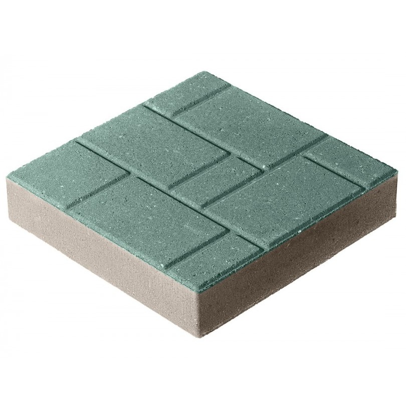 Плитка бетон пресс П3-6 "Квадрат" (300*300) 60мм, зеленый (104) - фото - 1