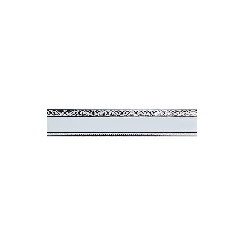 Карниз Монарх с поворотами 1,6м трехрядный, белый глянец/хром - фото - 2