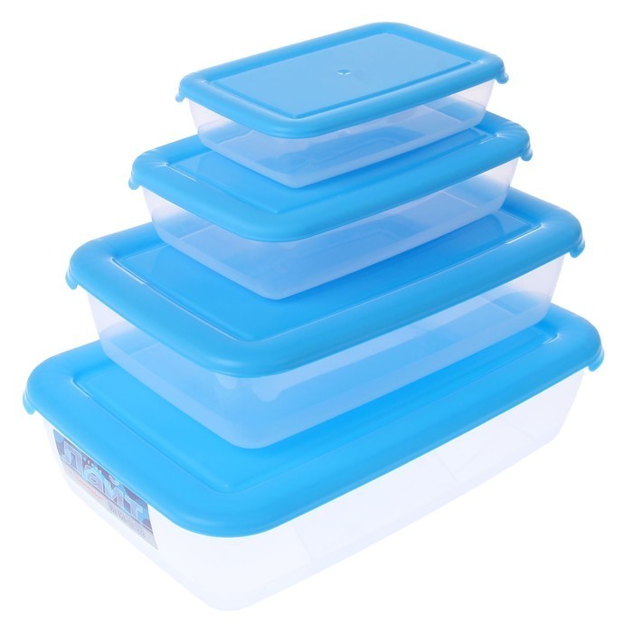 Набор контейнеров пластмассовых Полимербыт Лайт С556 4 шт, 0.45+0.9+1.9+3 л - фото - 1