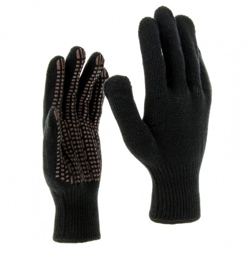 Перчатки трикотажные, акрил ПВХ гель "Протектор" черный - фото - 1