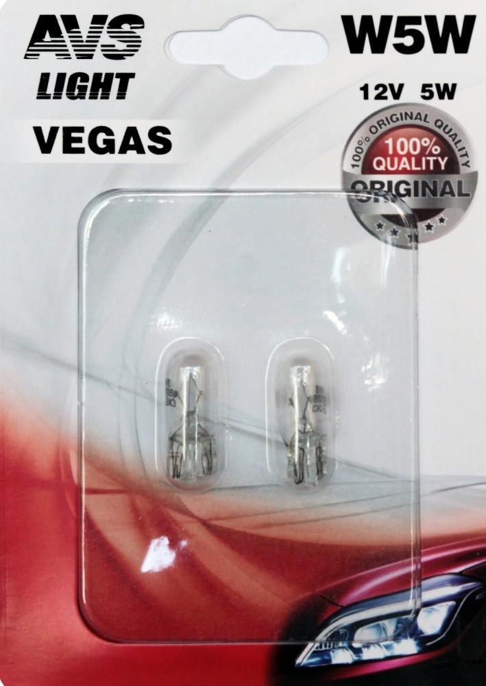 Лампа AVS Vegas в блистере 12V. W5W (W2,1x9,5d) (2 шт.) - фото - 1