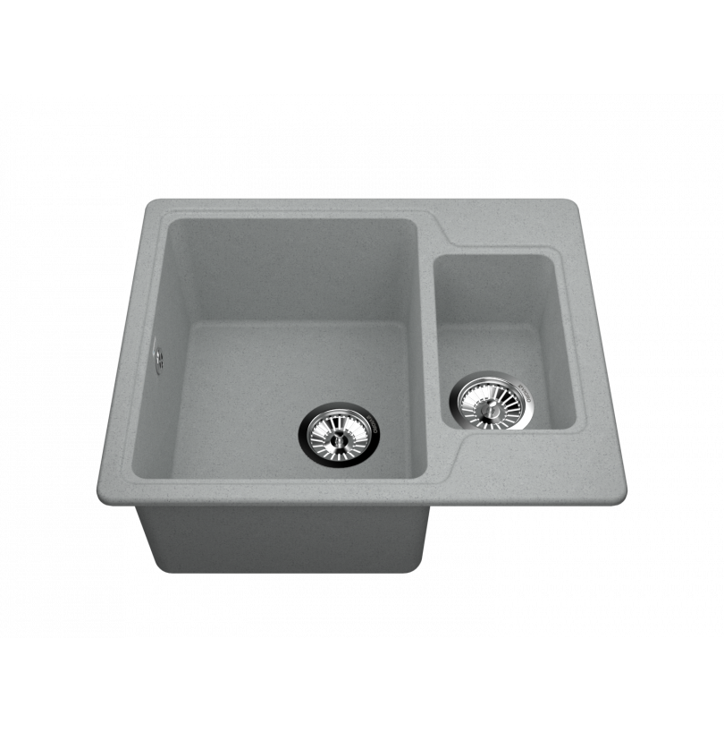 Мойка кухонная 2-секц. VIGRO VG501 (600*500*210мм) врезная, иск.камень, Серый - фото - 1