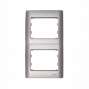 Рамка Profitec Corsa ST серебро метал. GLOSS 2СП верт (PC-пласт) (911838) - фото - 1