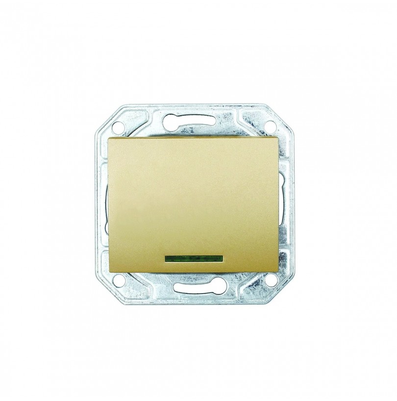 Выключатель ProfiTec Corsa ST золото мат мех+накл 1СП с индик (PC-пласт) (910603-М) - фото - 1