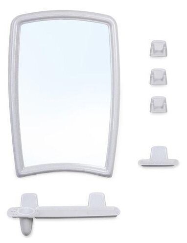 Зеркало Berossi 35х52см с полочкой, белый мрамор НВ 04604000 - фото - 1