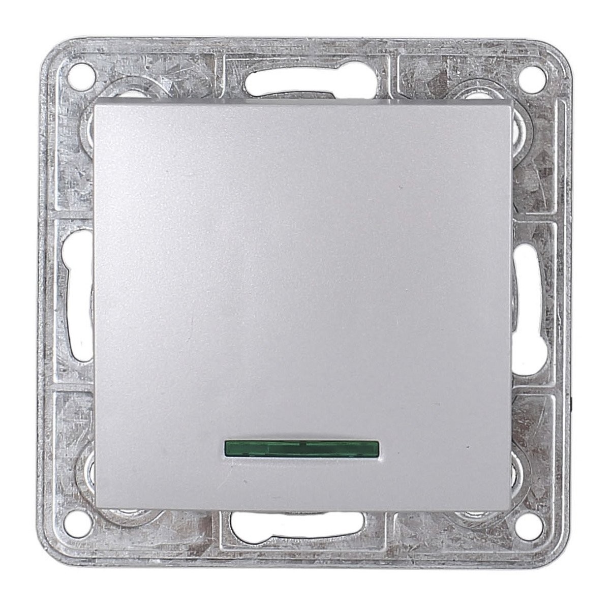 Выключатель ProfiTec Tesla Ultra серебро 1СП c индик мех+накл (920503) (PC-пласт) - фото - 1