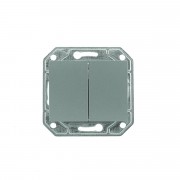 Выключатель 2 кл. ProfiTec Corsa ST мех+накл (PC-пласт) серебро мат - фото - 1