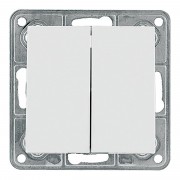Выключатель ProfiTec Tesla Ultra бел 2СП мех+накл (920102) (PC-пласт) - фото - 1