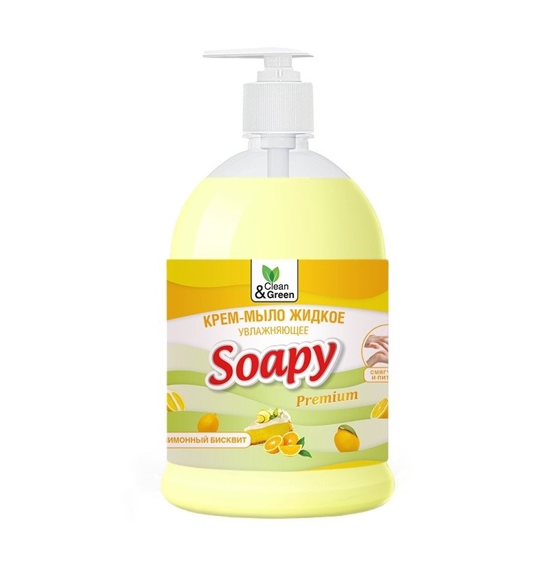 Жидкое мыло "Soapy" Clean&Green "бисквит" увлажняющее 1л - фото - 1