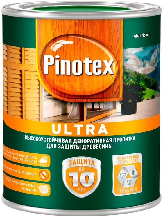Пропитка декоративная полуглянцевая 1 л Pinotex Ultra БЕСЦВЕТНАЯ - фото - 1