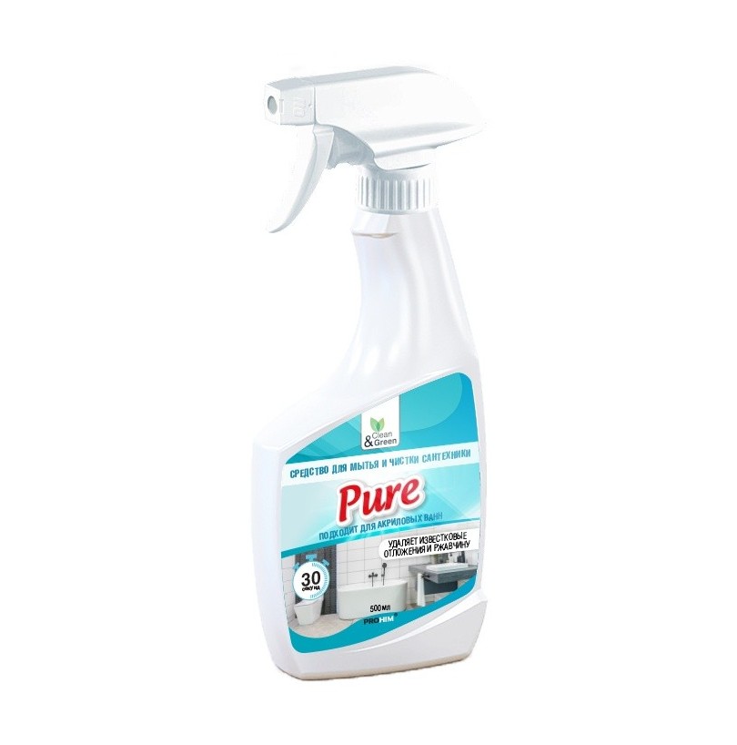 Средство для мытья и чистки сантехники "Pure" Clean&Green (кислотное) 500мл - фото - 1