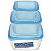 Набор контейнеров пищевых пластик "Лайт" 0.46,0.95,1.5 л, 3 шт, квадратные - фото - 1