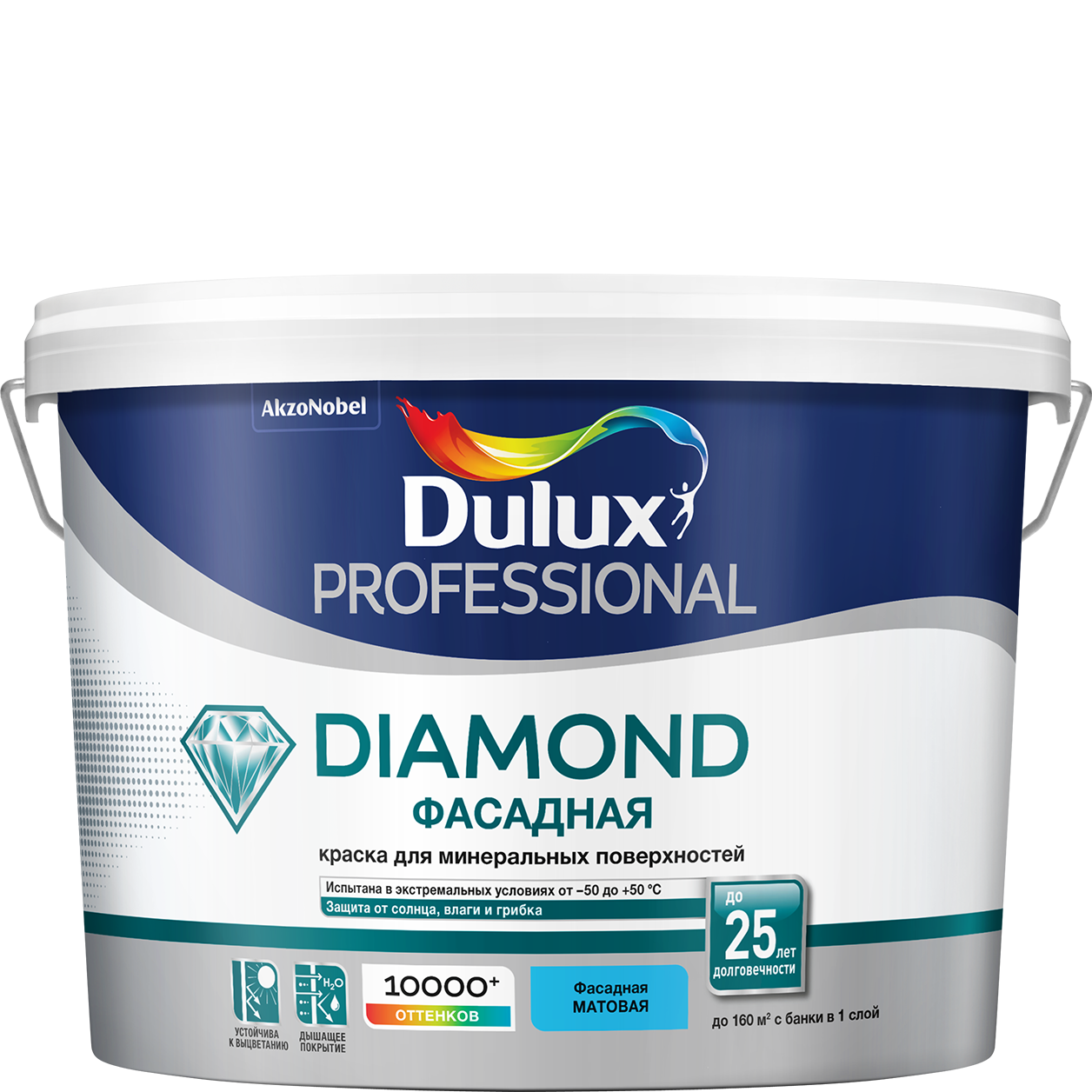 Краска фасадная в/д гладкая Dulux Trade Diamond база BС (тем/колер) 0,9л - фото - 1