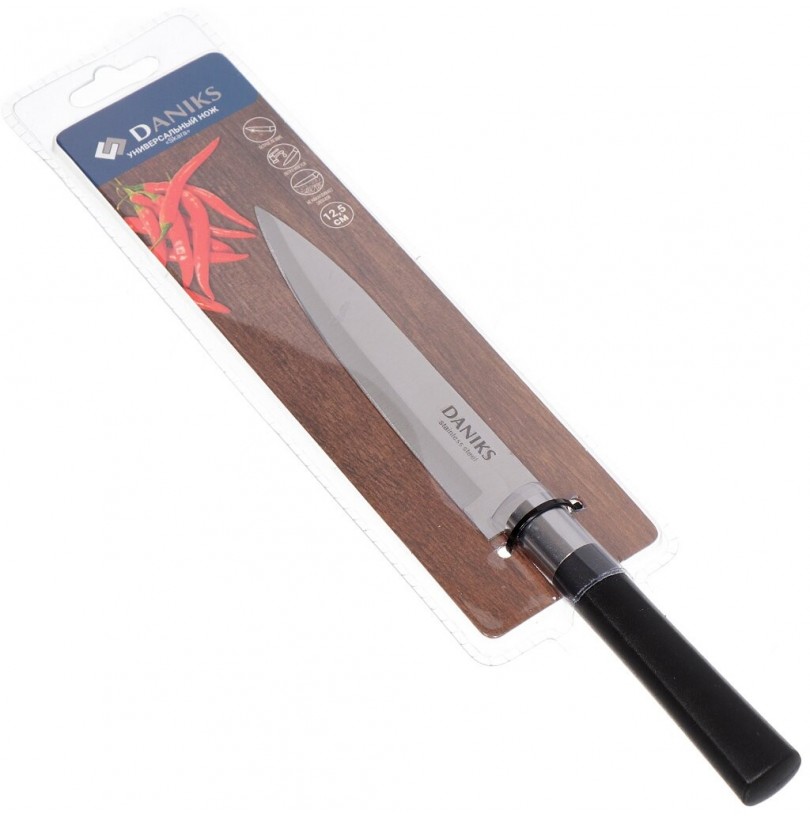Нож кухонный универсальный, Daniks Скара YW-A341-UT, сталь 12,5см - фото - 1