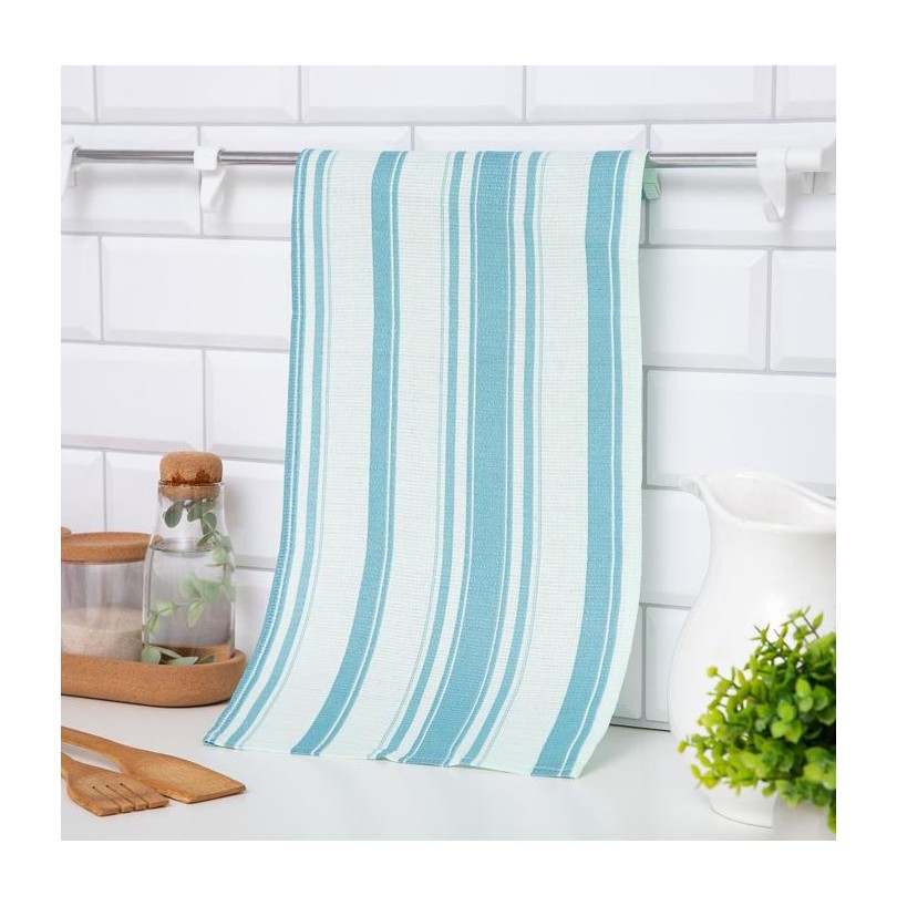 Кухонное полотенце вафельное Доляна "Полосы" 25х50 см, голубой - фото - 1