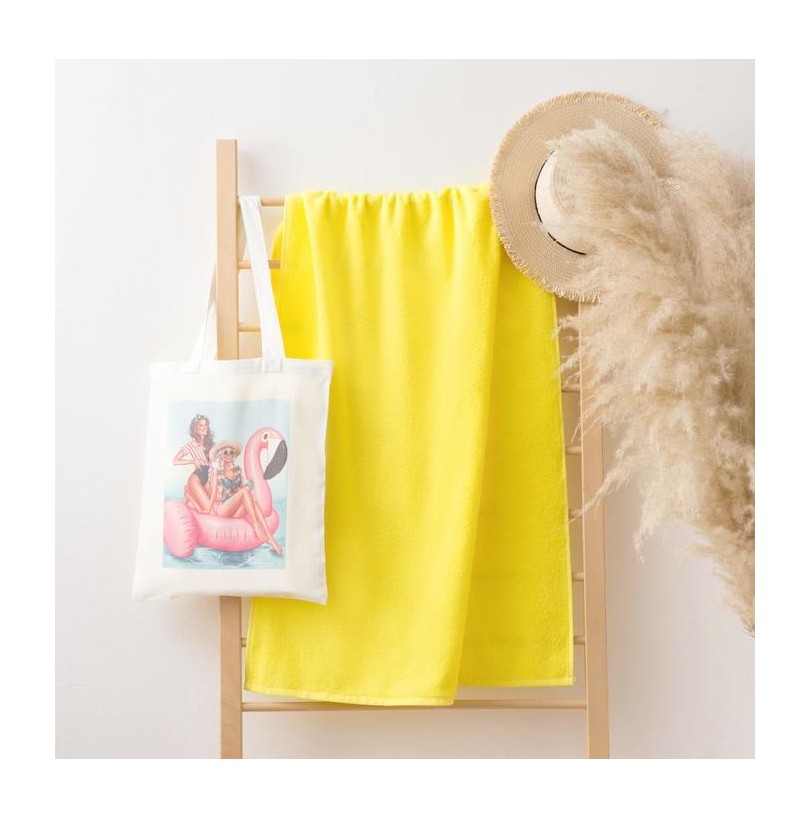 Полотенце махровое в сумке Этель "Best Friends", 70х130 см, жёлтый - фото - 1